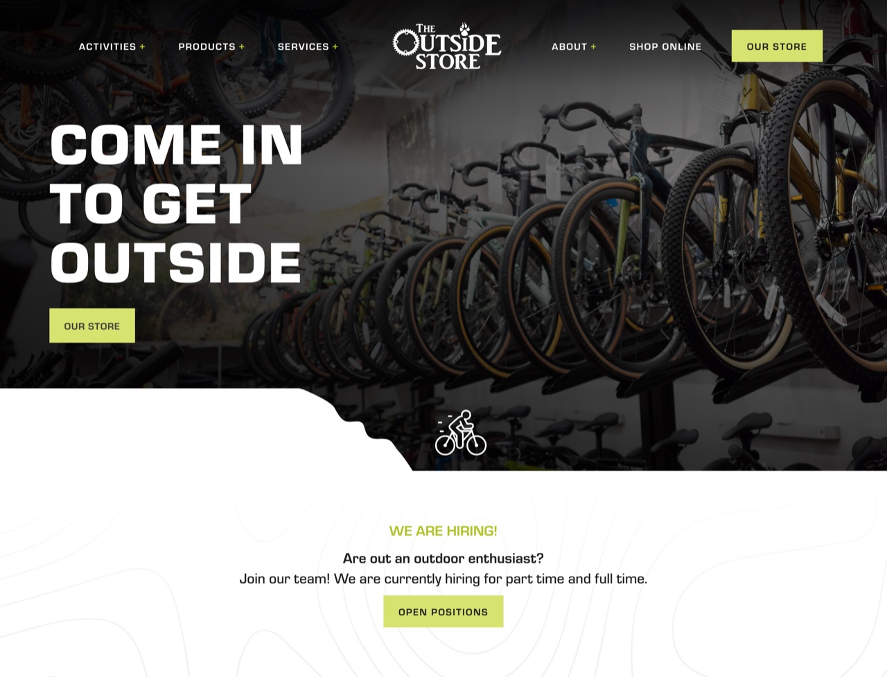 The Outside Store — WordPress site built by Yab